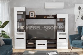 Мебель для гостиной МГС 6 (Исполнение 1/Венге/Белый глянец) в Нижней Пойме - nizhnyaya-pojma.katalogmebeli.com | фото
