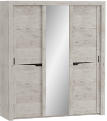 Шкаф трехдверный Соренто с раздвижными дверями Дуб бонифаций/Кофе структурный матовый в Нижней Пойме - nizhnyaya-pojma.katalogmebeli.com | фото