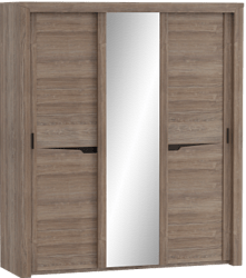 Шкаф трехдверный Соренто с раздвижными дверями Дуб стирлинг/Кофе структурный матовый в Нижней Пойме - nizhnyaya-pojma.katalogmebeli.com | фото